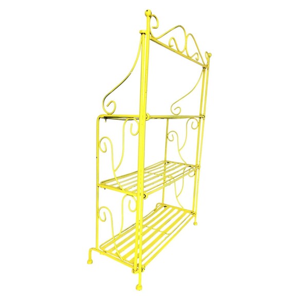 VTG 30s 40s Scroll Wrought Iron Three Shelf Patio Folding Bookcase Plant Stand - Picture 5 of 13